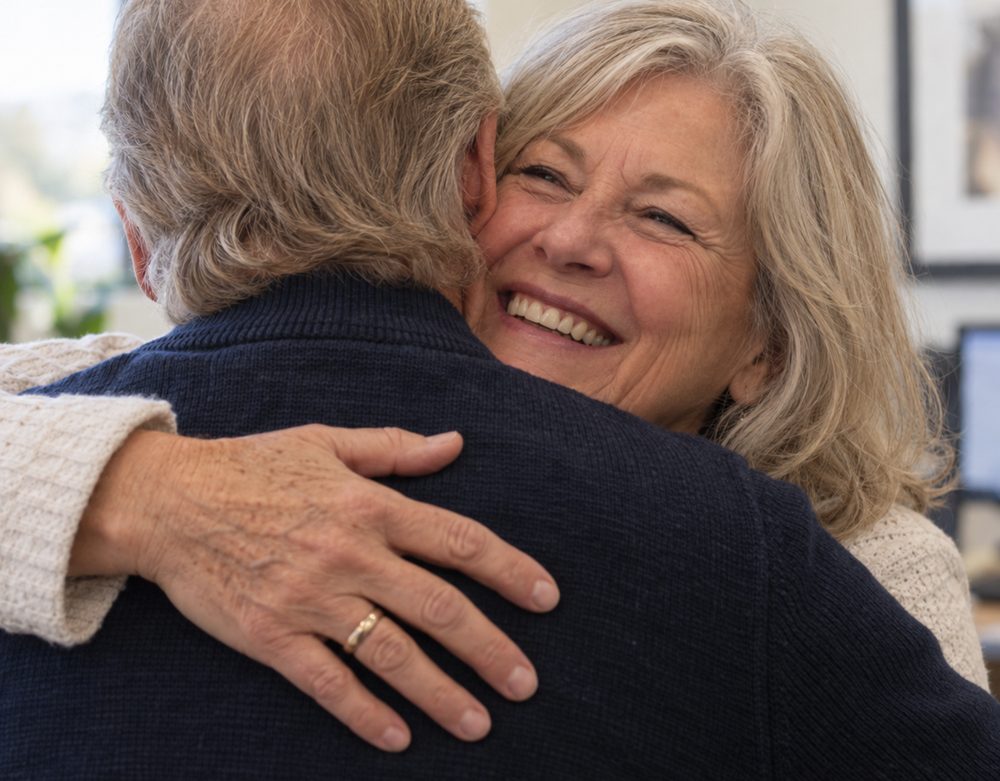 Chip Poli hugging a client on closing day